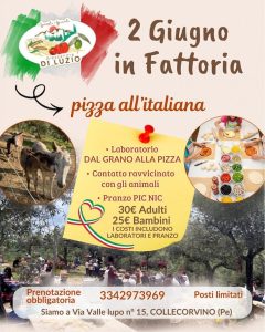 2 giugno in fattoria a Collecorvino con il laboratorio sulla pizza italiana