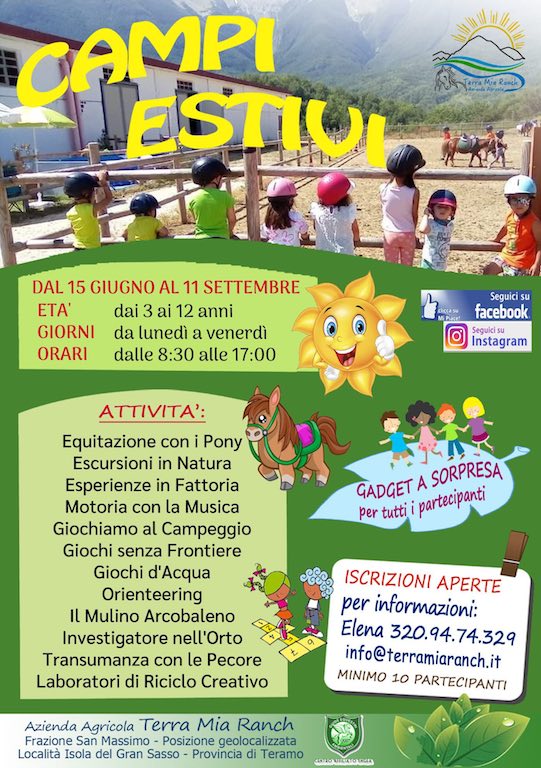 Campo estivo in fattoria a Isola del Gran Sasso d'Italia cavalli, giochi, laboratori