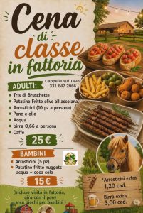 Cena di Classe in Fattoria a Cappelle sul Tavo da Avicola La Vecchia Fattoria