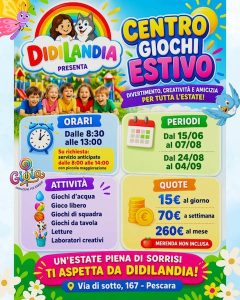 Centro Giochi Estivo a Pescara giochi, laboratori, letture