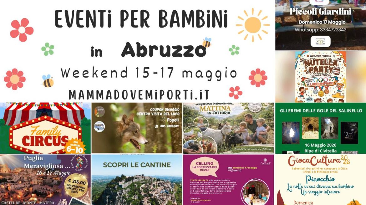 Cosa fare in Abruzzo agenda weekend 15-16-17 maggio eventi per bambini e adulti
