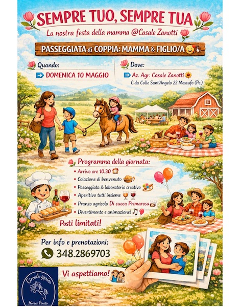 Festa della Mamma a Moscufo passeggiata di coppia con cavallo e pony