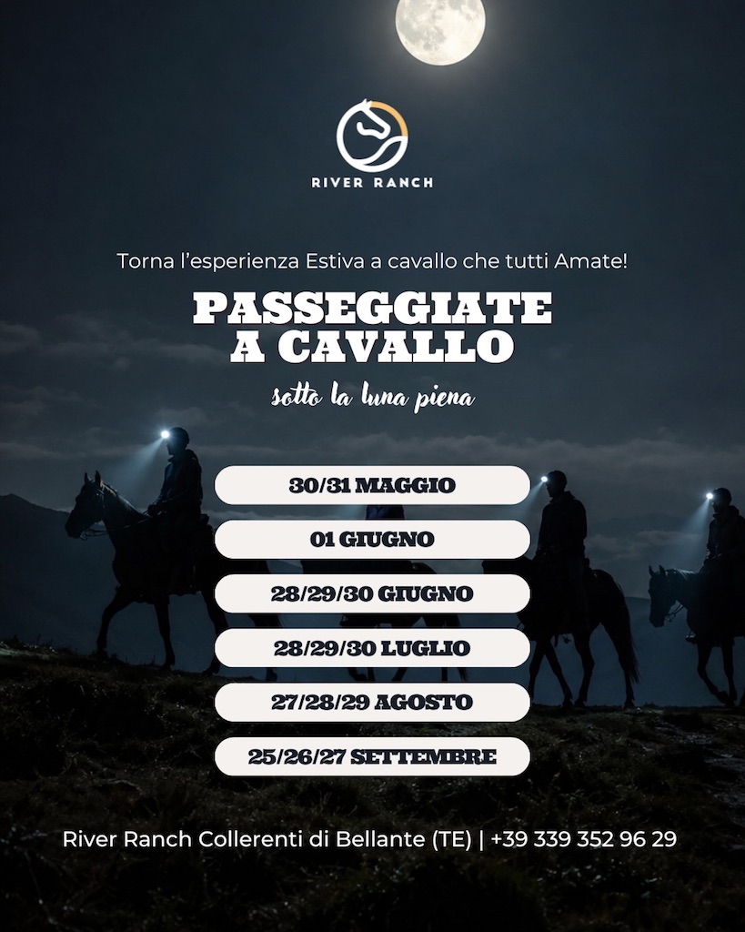 Passeggiate a cavallo sotto la luna piena a Bellante di River Ranch