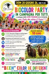 Biocolor Party a sostegno delle capre teramane in via di estinzione con cocomerata e food truck