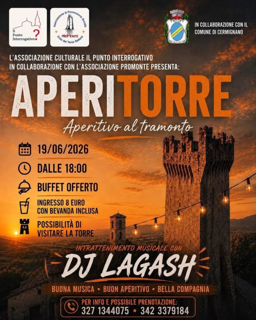 Aperitorre 2026 alla Torre di Montegualtieri aperitivo, tramonto, paesaggio, musica