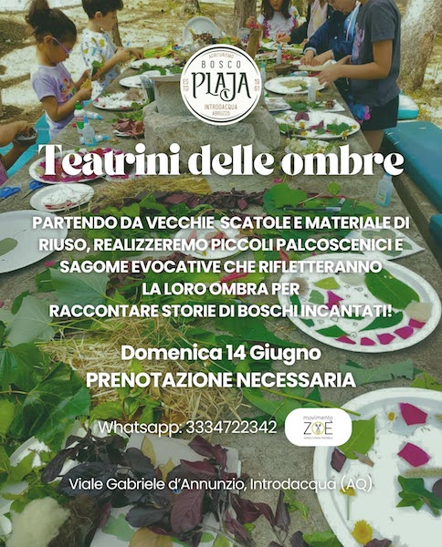 Laboratorio creativo ed esperienziale nel bosco a Introdacqua con pranzo in agriturismo