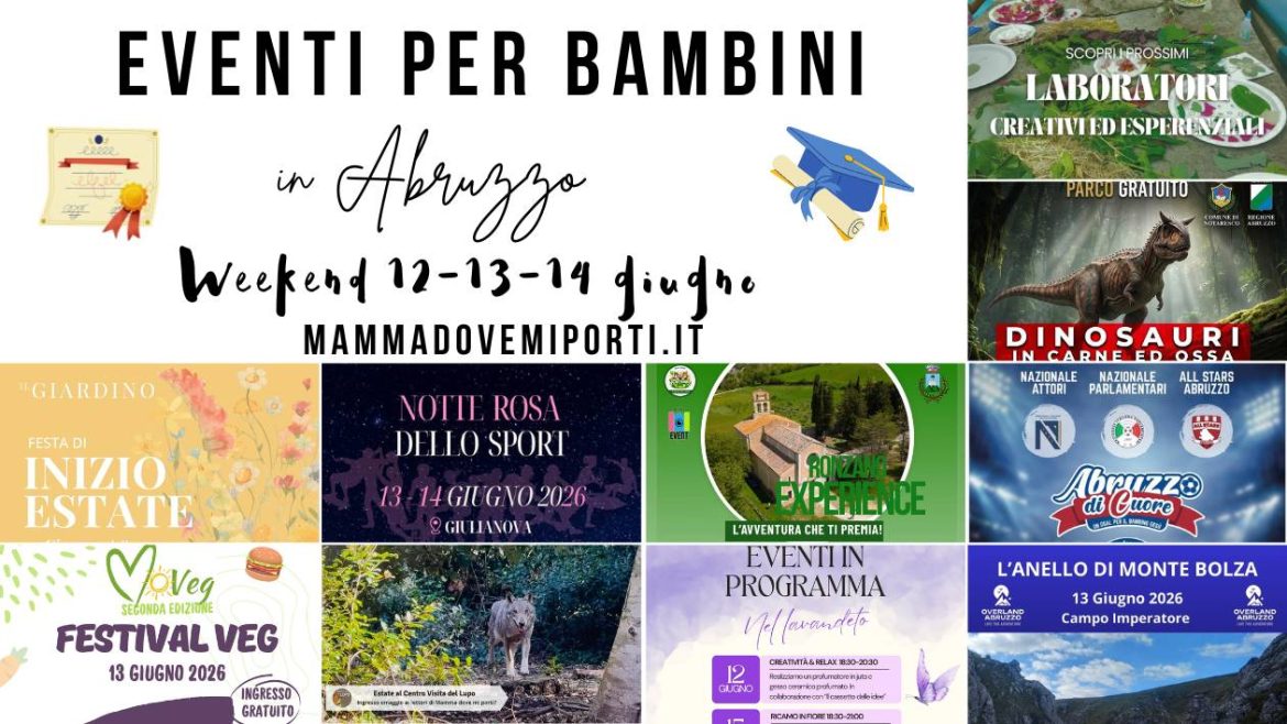 Cosa fare in Abruzzo agenda weekend 12-13-14 giugno eventi per bambini e adulti