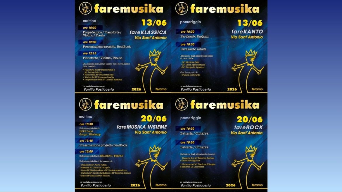 Faremusika a Teramo le date dei Saggi di Fine Anno nel centro storico della città