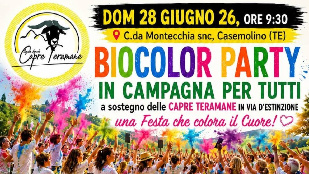 Biocolor Party a sostegno delle capre teramane in via di estinzione con cocomerata e food truck