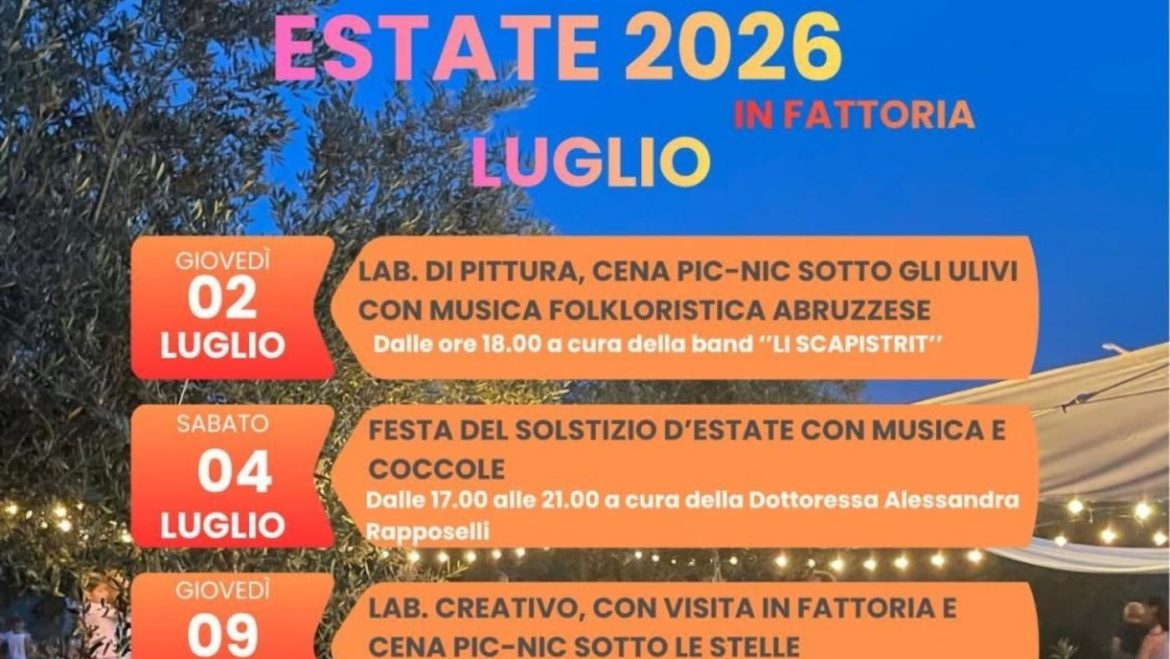 Luglio in fattoria a Collecorvino il programma completo degli eventi estivi