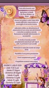 Festa della Lavanda in agriturismo ad Atessa laboratorio olistico, foto nel campo, yoga e cena
