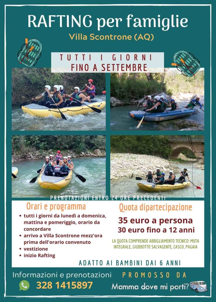 Rafting in Abruzzo 2026 divertimento per famiglie adatto ai bambini