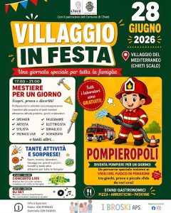 Villaggio in Festa a Chieti Pompieropoli, laboratori, giochi, musica, stand e sorprese