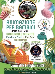 Abruzzo Sauro a Notaresco animazione per bambini con gonfiabile gigante