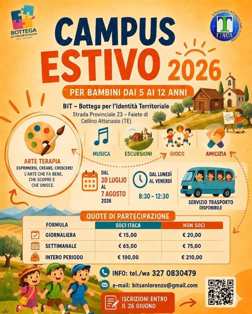 Campus estivo a Faiete di Cellino Attanasio arte terapia, musica, giochi e natura