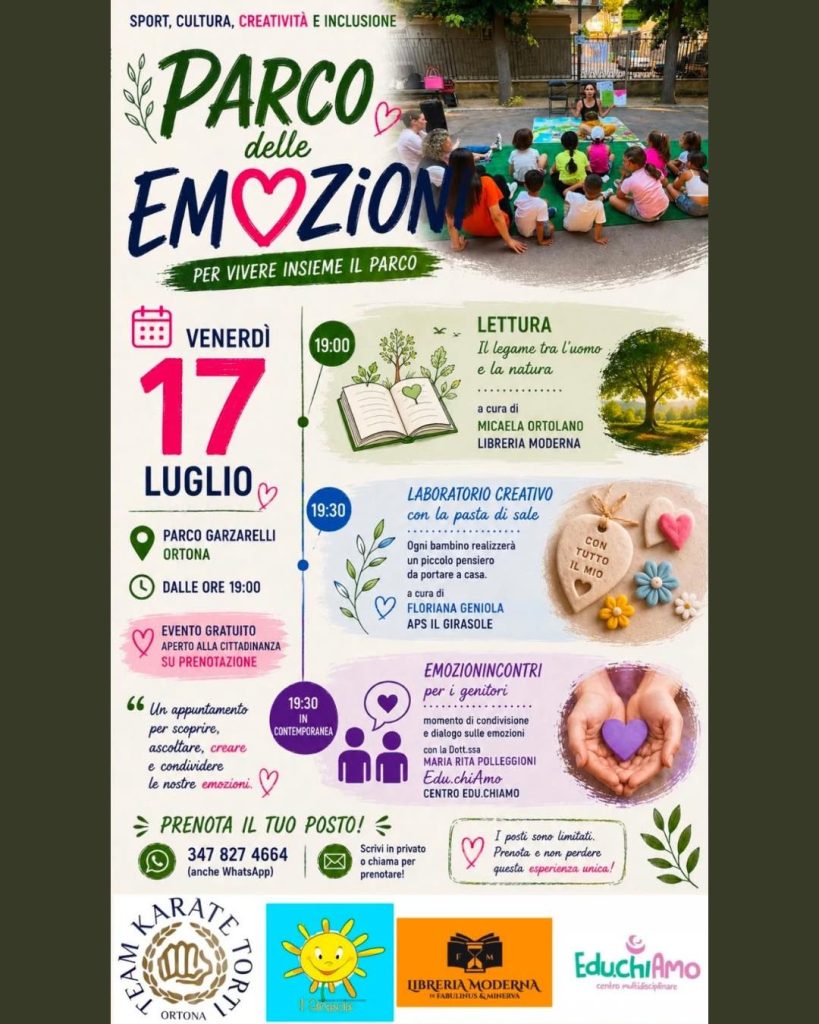 Parco delle Emozioni a Ortona letture, laboratorio, emozioni, incontro gratuito