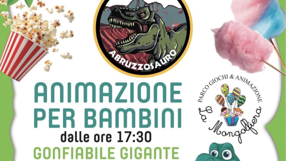 Animazione per bambini con gonfiabile gigante e aperitivo con dj set tra i dinosauri a Notaresco