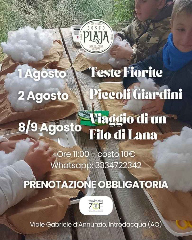 Laboratorio creativo per bambini a Introdacqua da Bosco Plaja