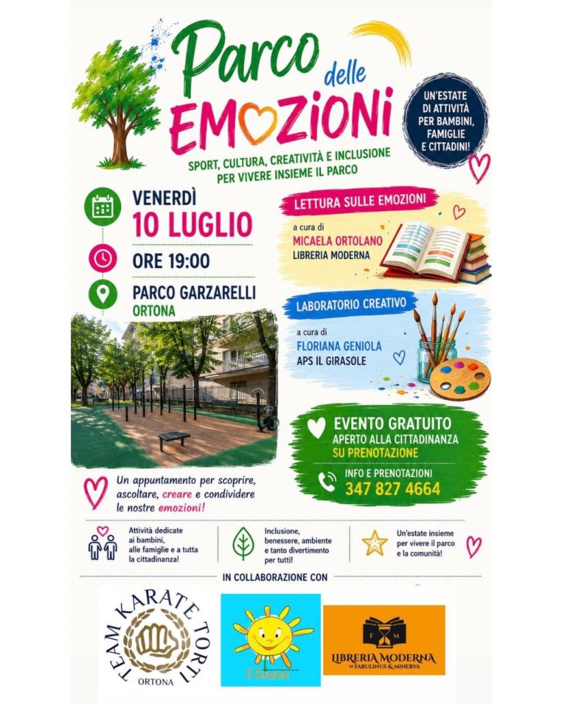 Progetto Parco delle Emozioni a Ortona letture e laboratorio gratuiti