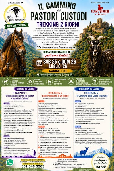 Il Cammino dei Pastori Trekking esperienziale a cavallo con pernotto a Cortino programma