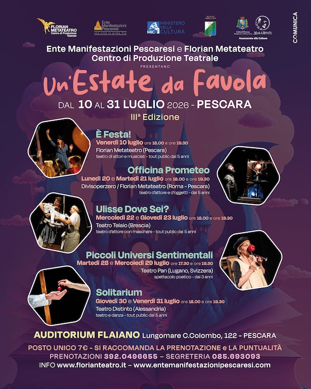 "Un’Estate da Favola" rassegna di teatro di Florian Metateatro a Pescara