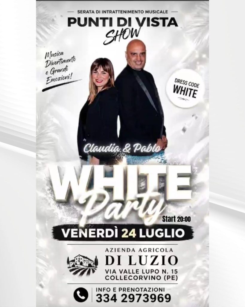 White Party a Collecorvino con cena picnic, musica e divertimento