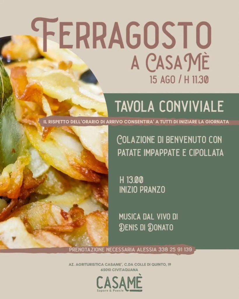 Ferragosto in agriturismo 2026 a Civitaquana gusto della tradizione e musica